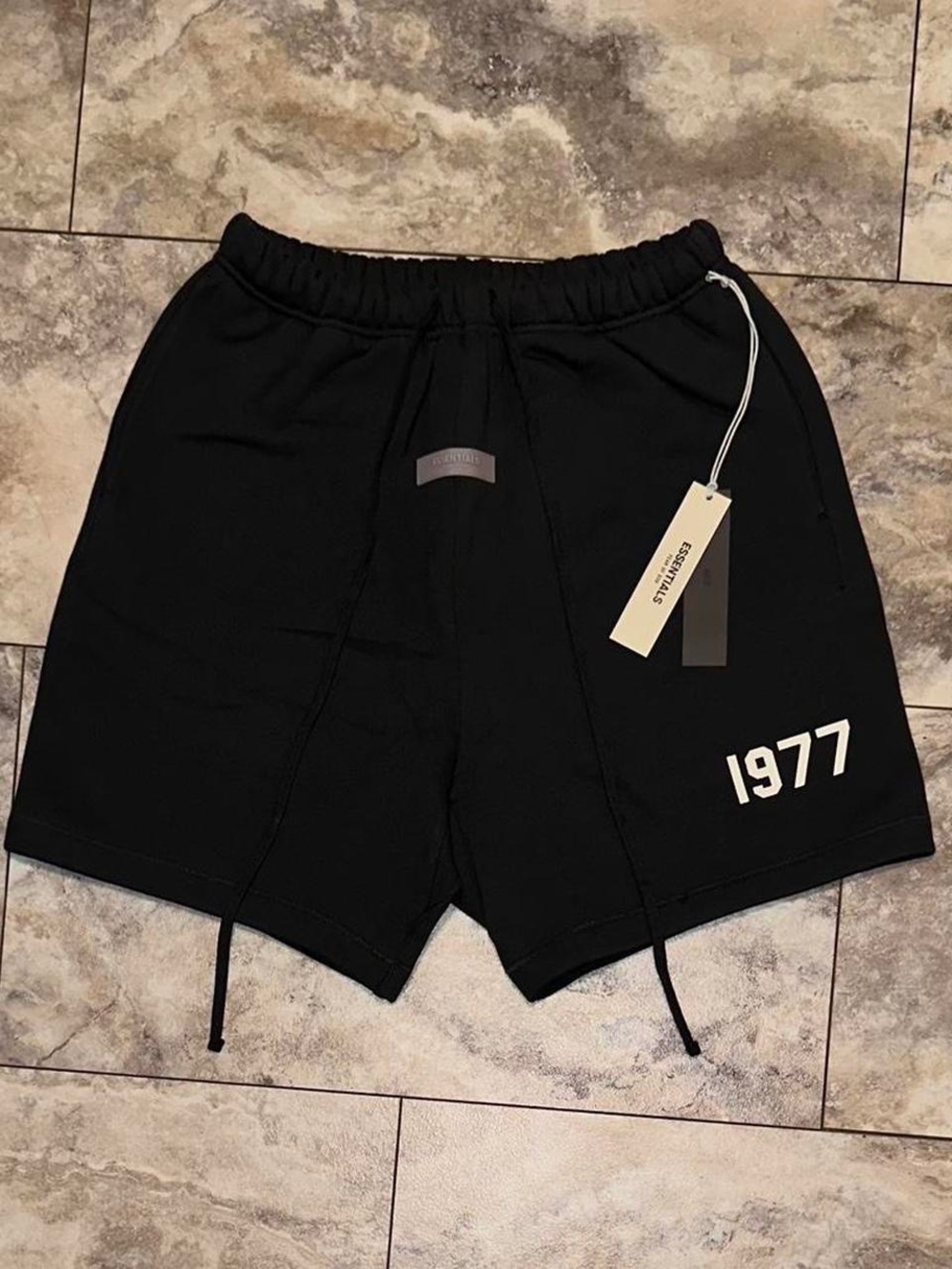 Fear of God Essentials Black 1977 Graphic Athletic Shorts